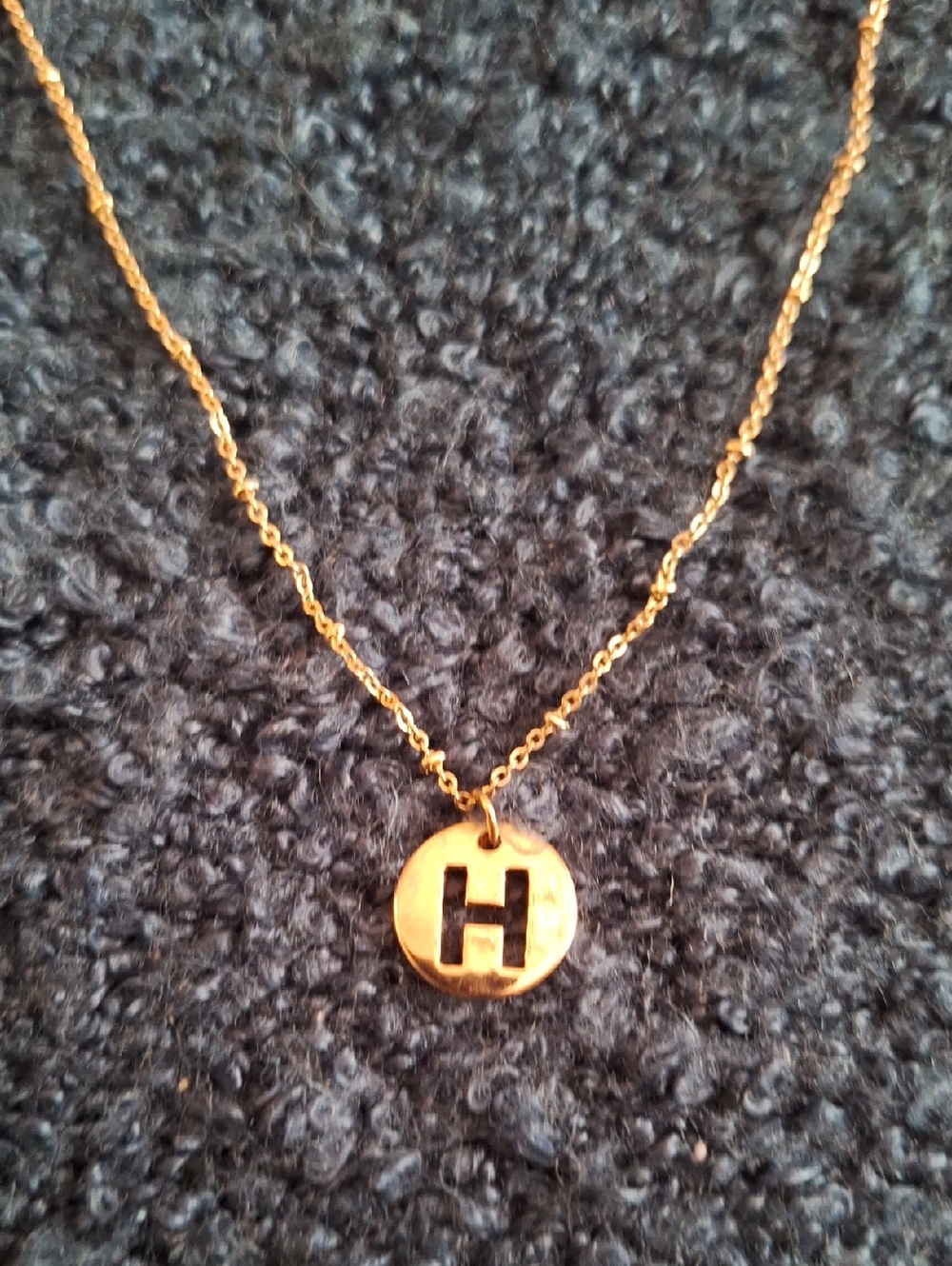 Gold H Initial Pendant Necklace for Women